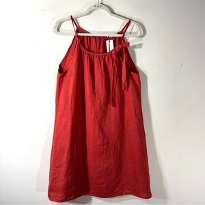 LUNGO L'ARNO Linen Dress poppy red Made In Italy Beachy Vacation NWT